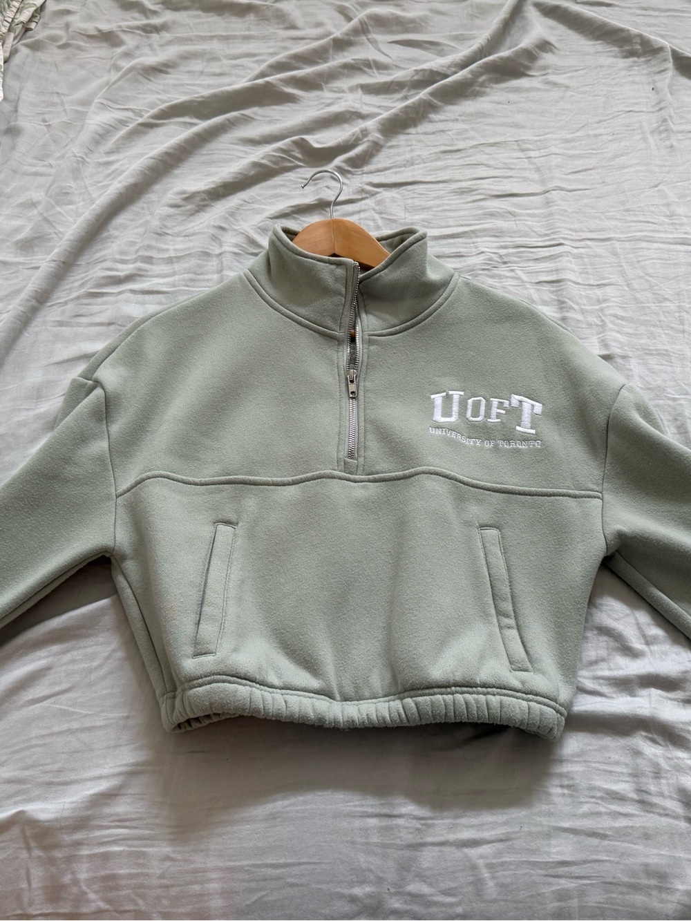 U of T Sage Green Half-Zip Fleece Pullover